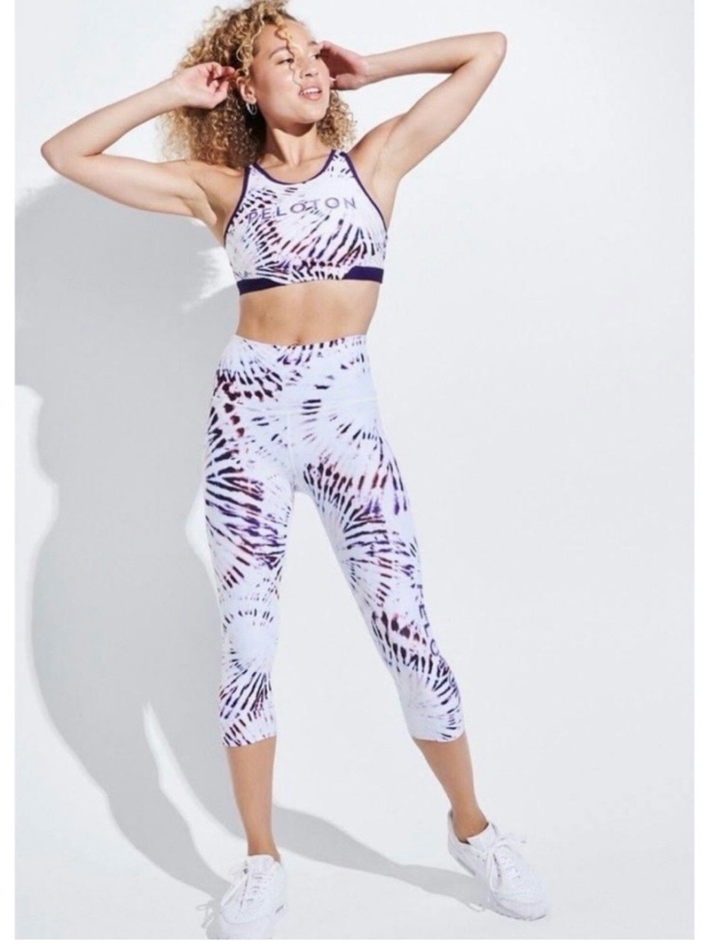 SET—-Peloton Women's Purple Tie-Dye Sports Bra and capri set